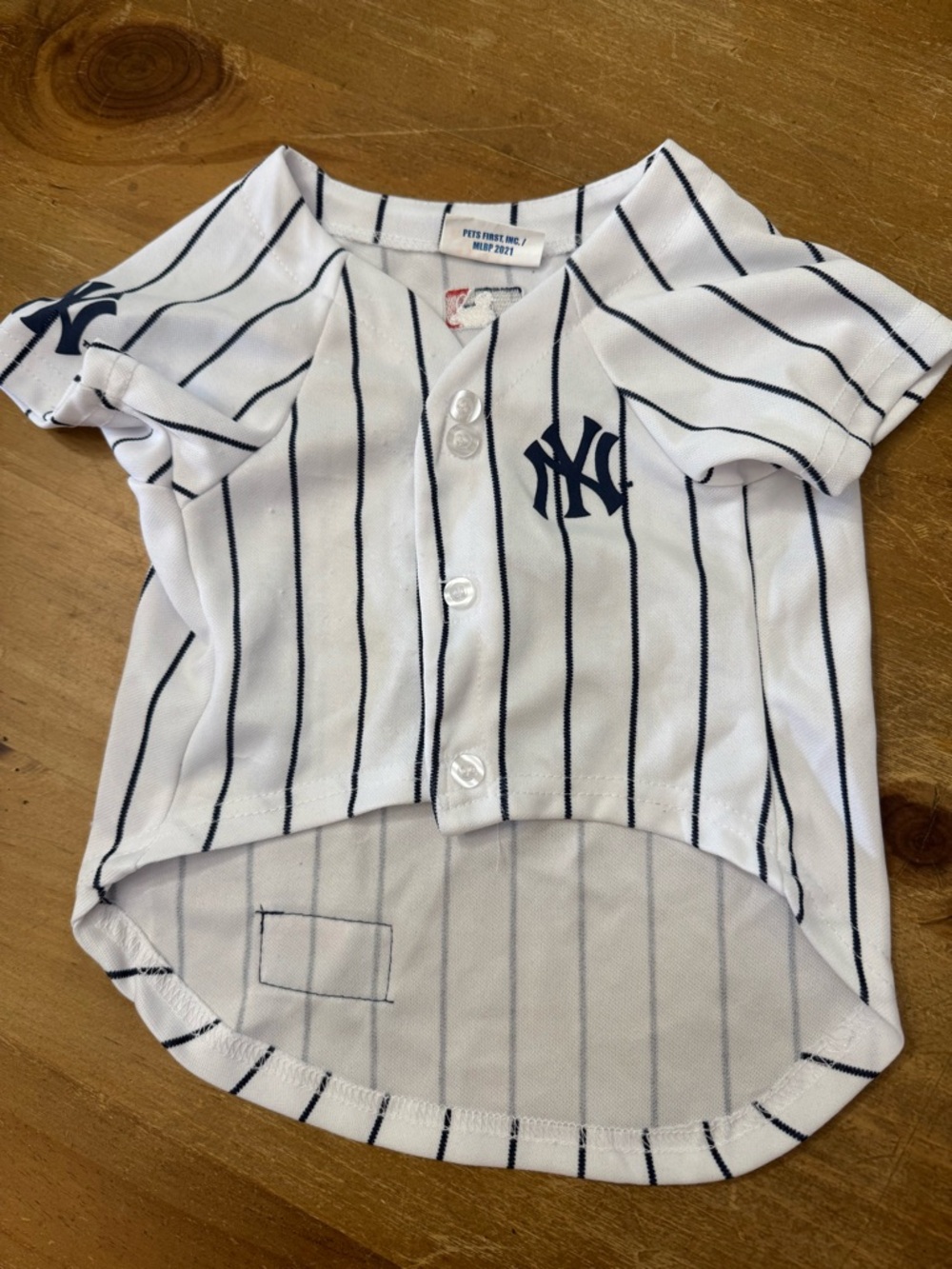 White & Navy Pinstripe Kids Button-Up Jersey